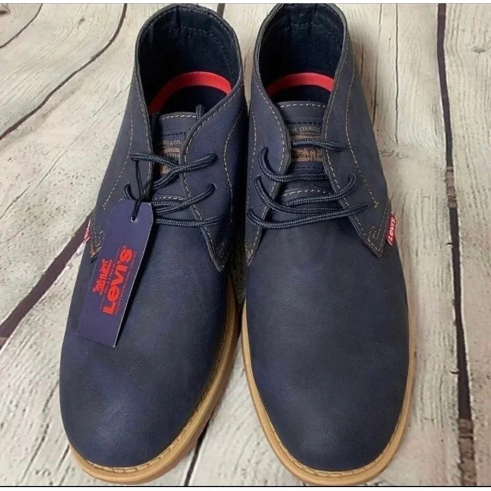 Levis Jax‎ Winston Chukka Boots Mens Blue Vegan Suede Gum Sole Casual NWT